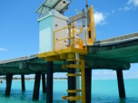 Kiribati Tide Station, a sea level gauge on a wooden deck